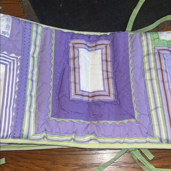 NEW Pottery Barn Kids Katie Patchwork Bumper Crib Purple Green White Baby Girl - Picture 8 of 10